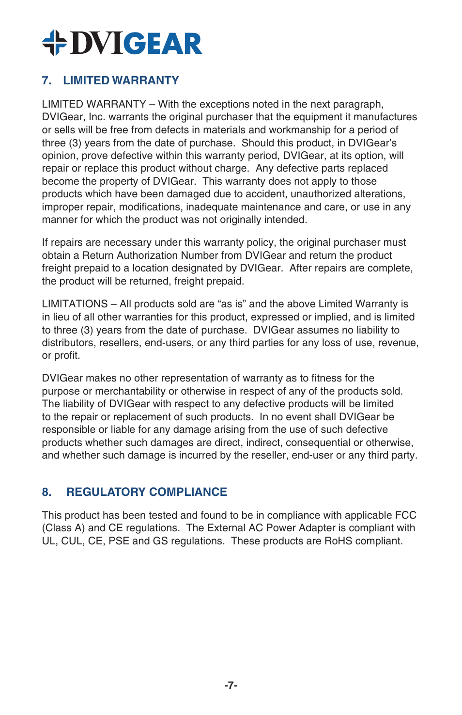 DVIGear DVI-7320 User Manual | Page 9 / 10
