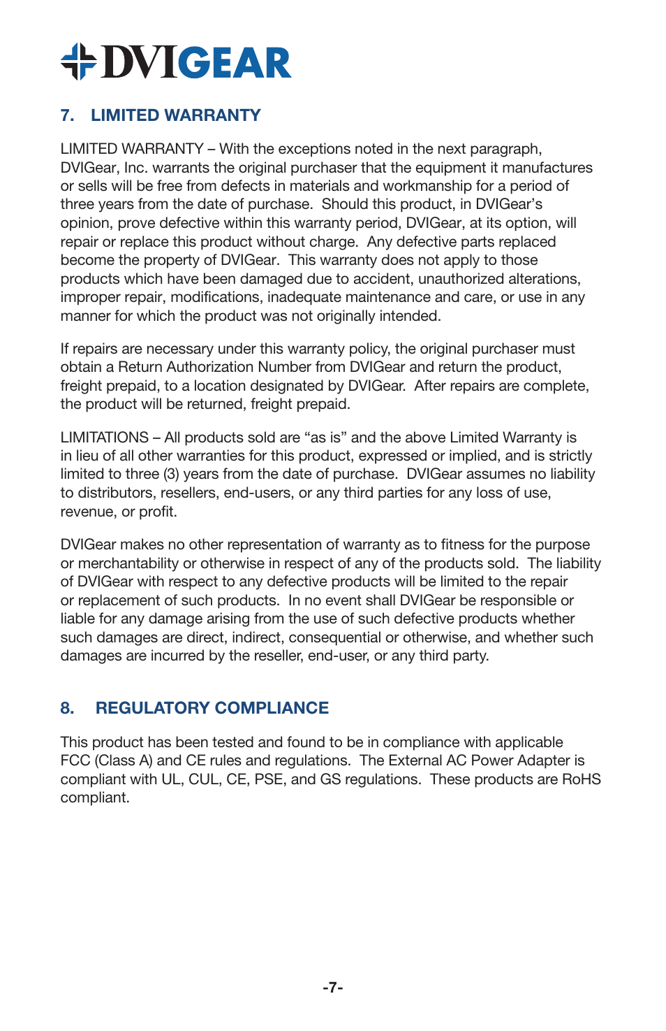 DVIGear DVI-7330 User Manual | Page 9 / 10
