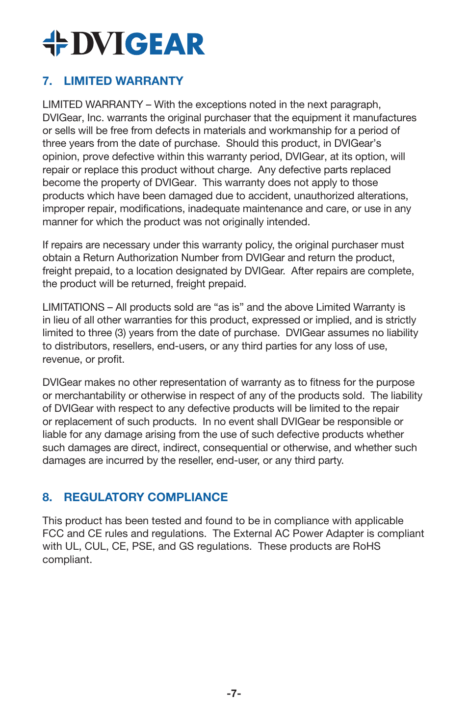 DVIGear DVI-7360 User Manual | Page 9 / 10