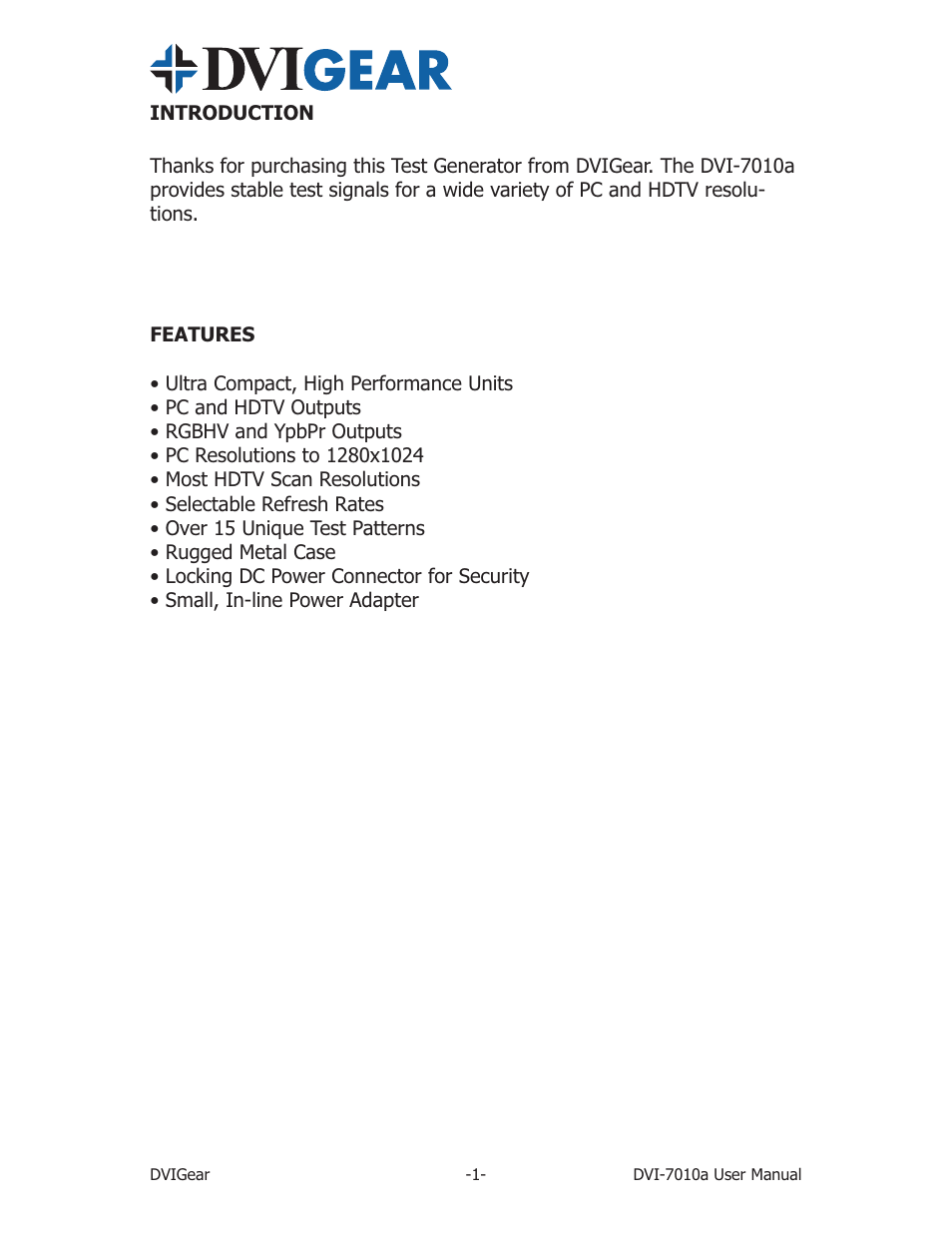 DVIGear DVI-7010a User Manual | Page 2 / 9