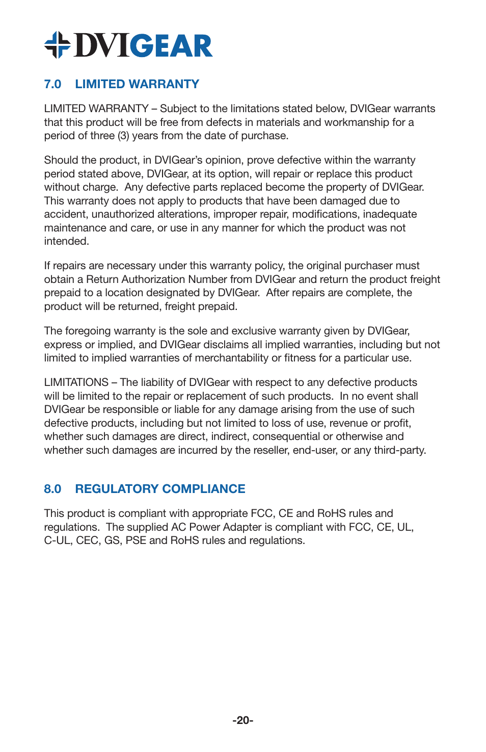 DVIGear DVI-3571a User Manual | Page 22 / 23