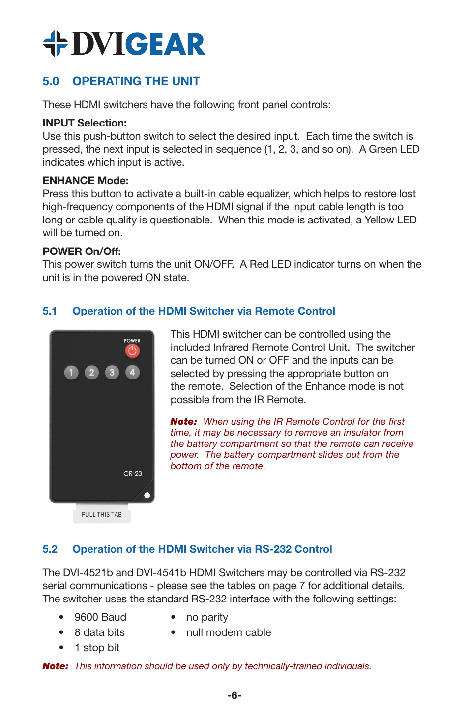 5 .0 operating the unit | DVIGear DVI-4541b User Manual | Page 8 / 12