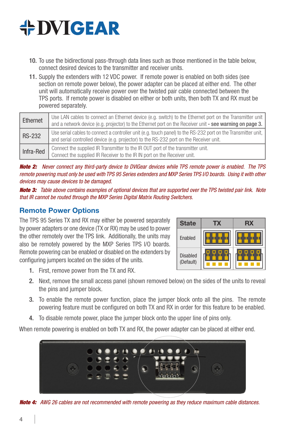 Remote power options | DVIGear DVI-TPS-RX95-HDMI User Manual | Page 4 / 8