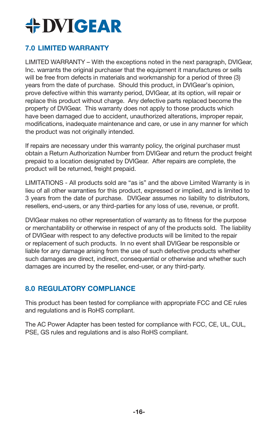 DVIGear DVI-3551a User Manual | Page 18 / 19