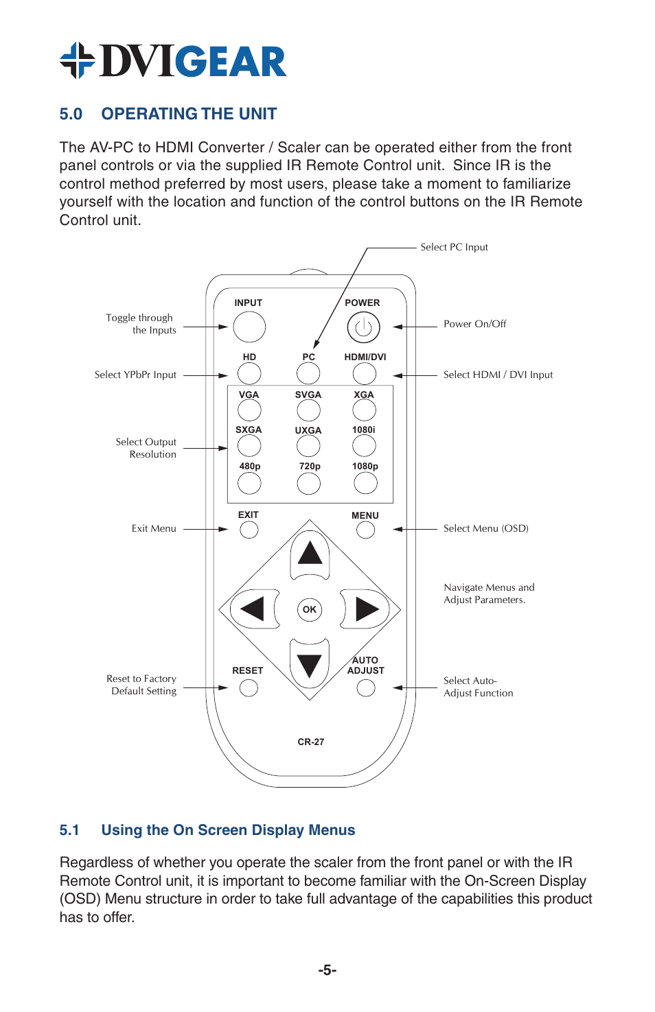 0 operating the unit | DVIGear DVI-3531a User Manual | Page 7 / 11