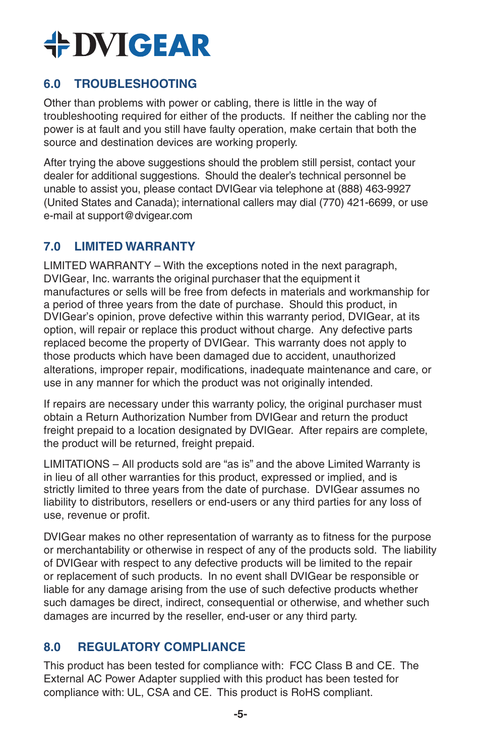 DVIGear DVI-3310a User Manual | Page 7 / 8