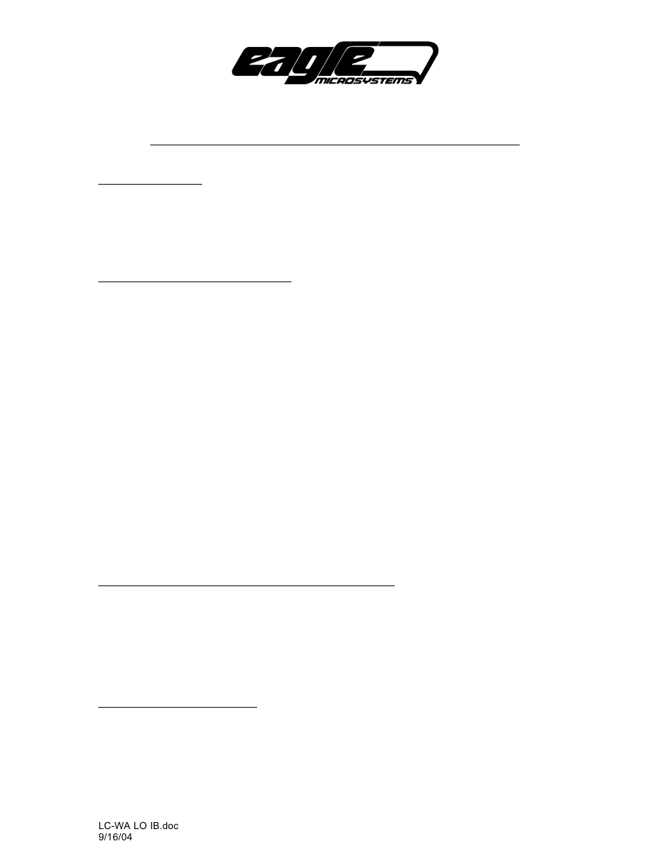 Eagle Microsystems LCWA-LO User Manual | 4 pages