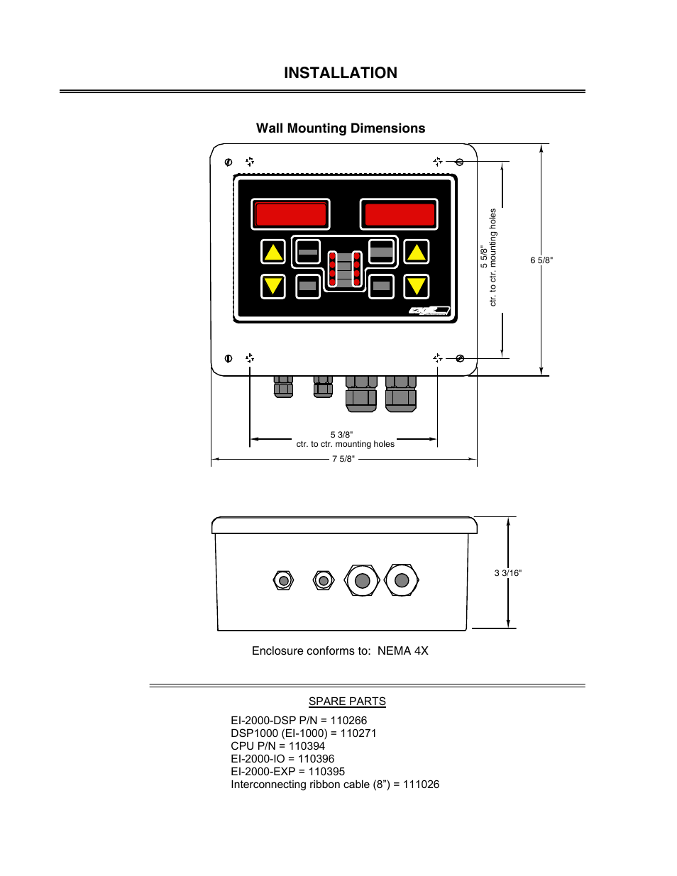 Installation, Wall mounting dimensions | Eagle Microsystems EI-2000 User Manual | Page 22 / 24