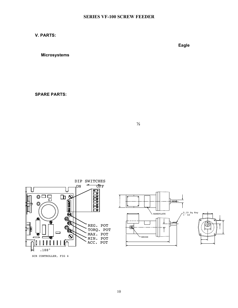 Series vf-100 screw feeder, Dip switches | Eagle Microsystems VF100 User Manual | Page 11 / 13