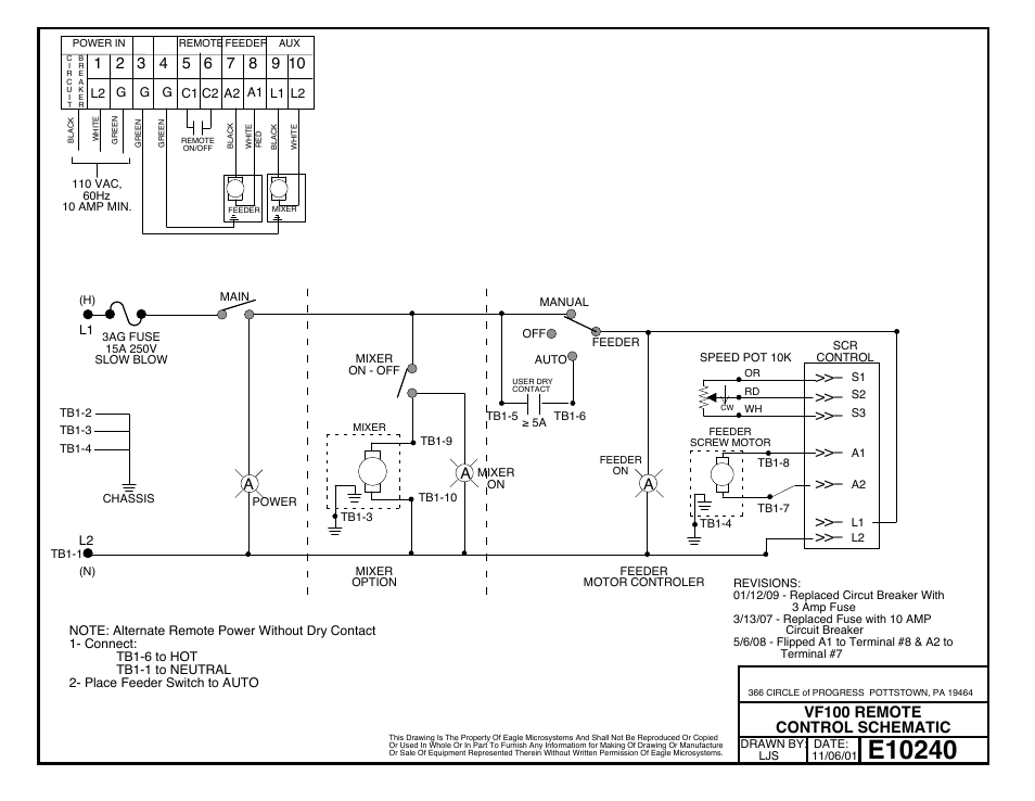 Eagle microsystems, Vf100 remote control schematic | Eagle Microsystems VF100 User Manual | Page 13 / 13