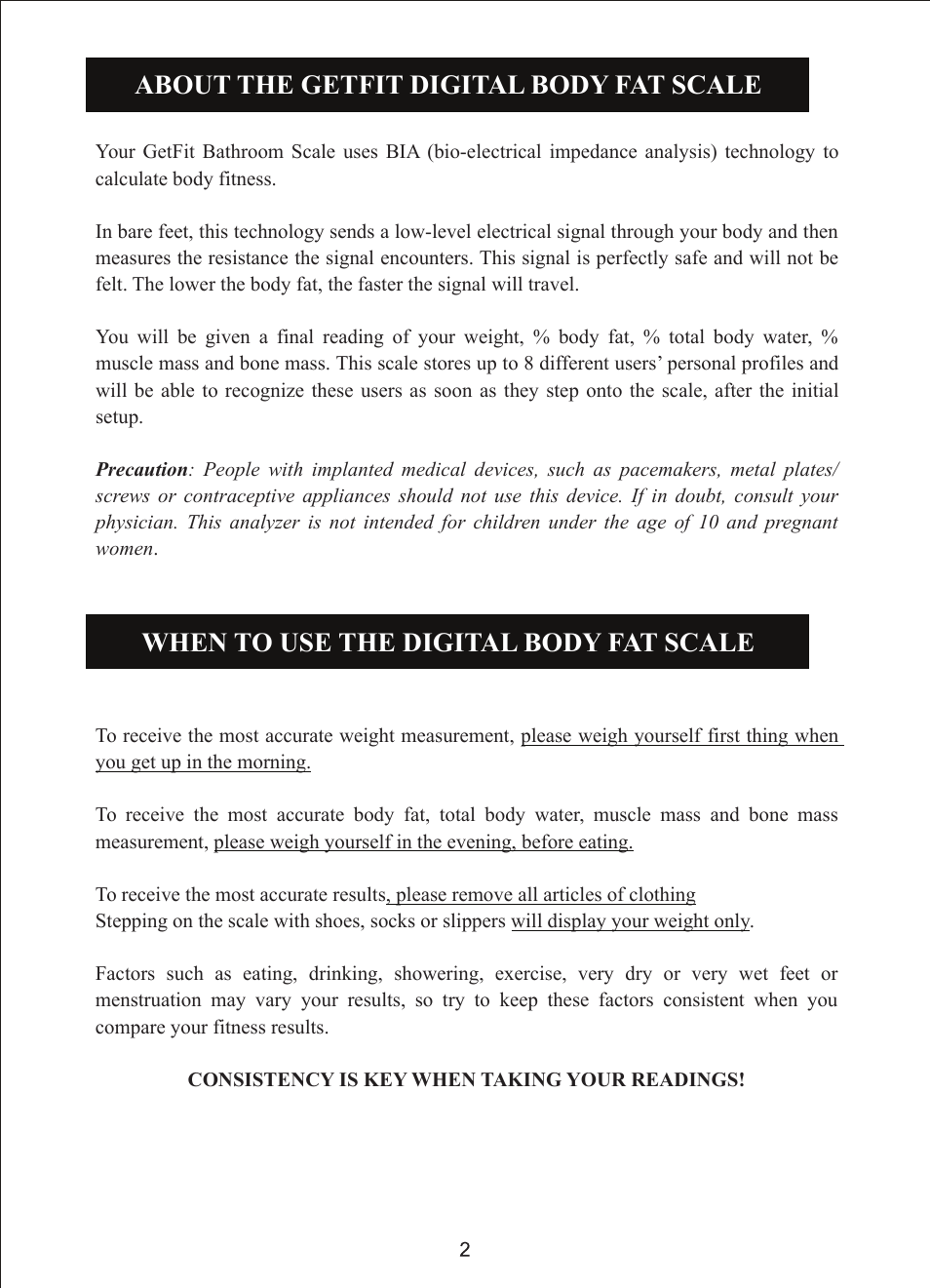 About the getfit digital body fat scale, When to use the digital body fat scale | EatSmart ESBS-06 User Manual | Page 3 / 14