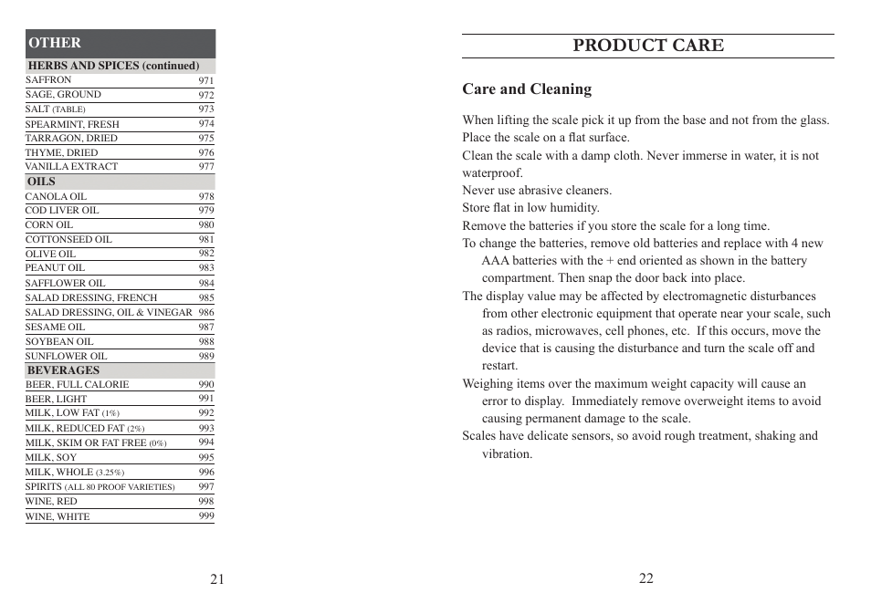 Product care, Care and cleaning, Other | EatSmart Nutrition Pro User Manual | Page 12 / 14