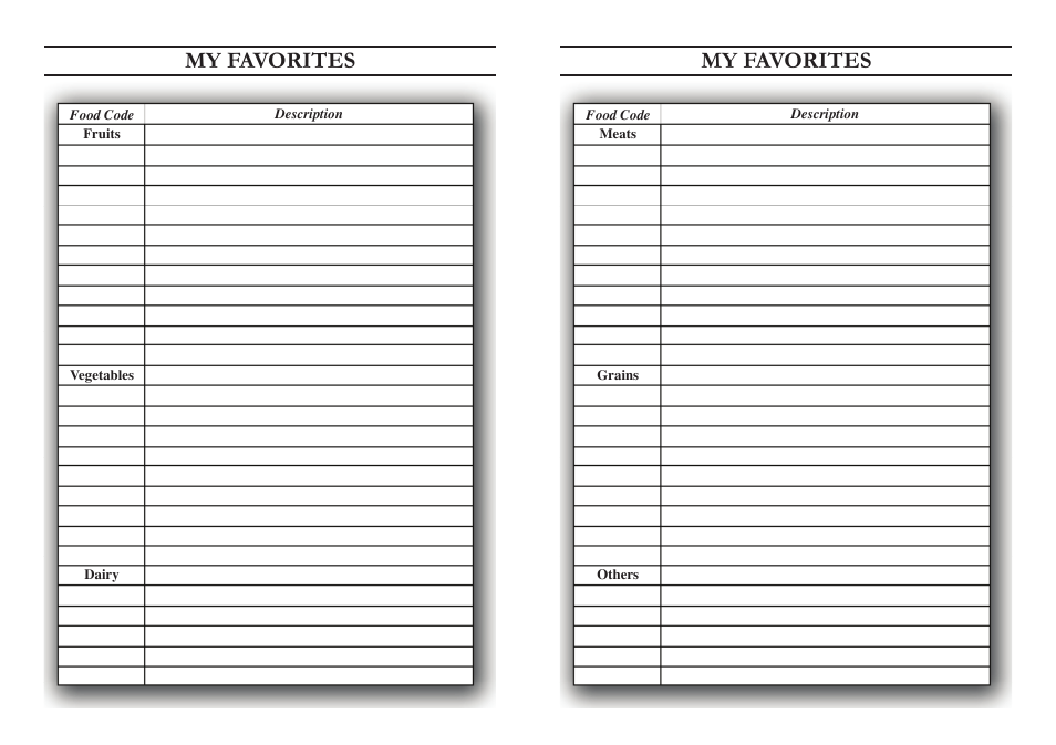 My favorites | EatSmart Nutrition Pro User Manual | Page 13 / 14