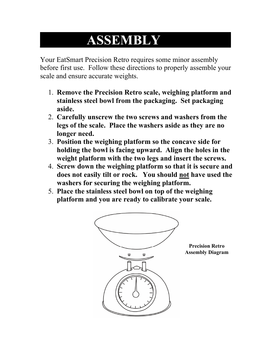 Assembly | EatSmart Precision Retro User Manual | Page 3 / 6