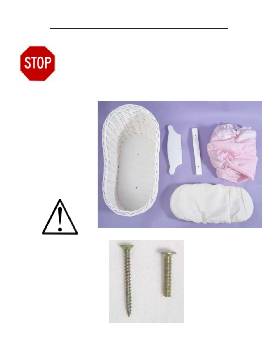 Parts and hardware | Badger Basket Wicker Doll Cradle 00369 User Manual | Page 2 / 3