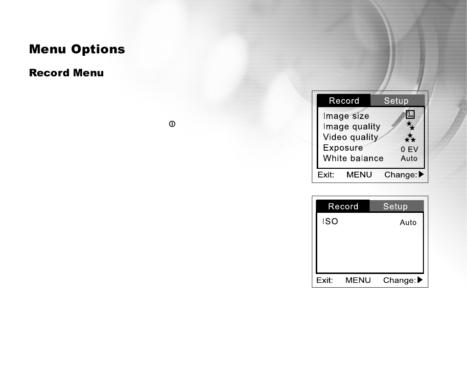 Menu options | Cool-Lux DVR-200 User Manual | Page 36 / 51