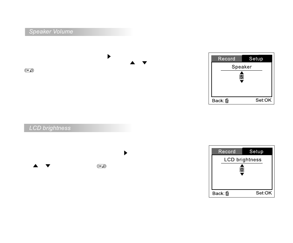 Speaker volume, Lcd brightness | Cool-Lux DVR-200 User Manual | Page 43 / 51