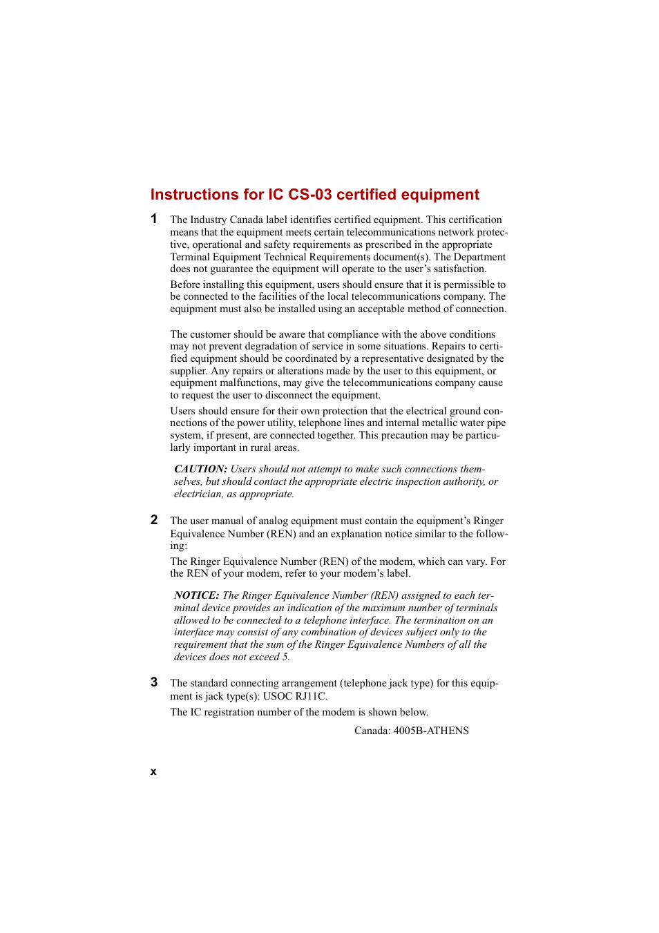 Instructions for ic cs-03 certified equipment | Cool-Lux A100 User Manual | Page 10 / 248