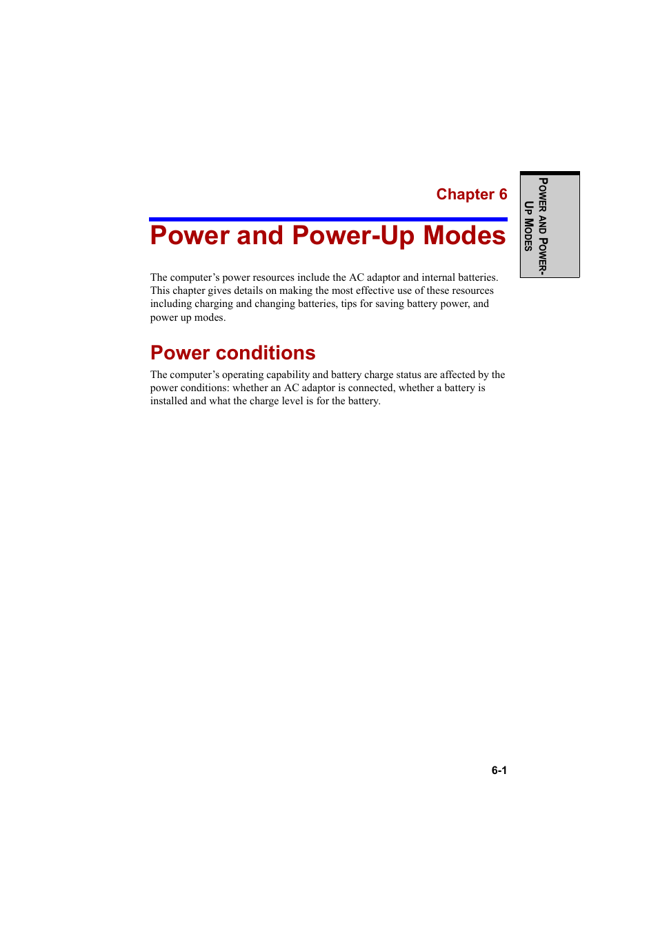 Power and power-up modes, Power conditions, Chapter 6 | Cool-Lux A100 User Manual | Page 125 / 248