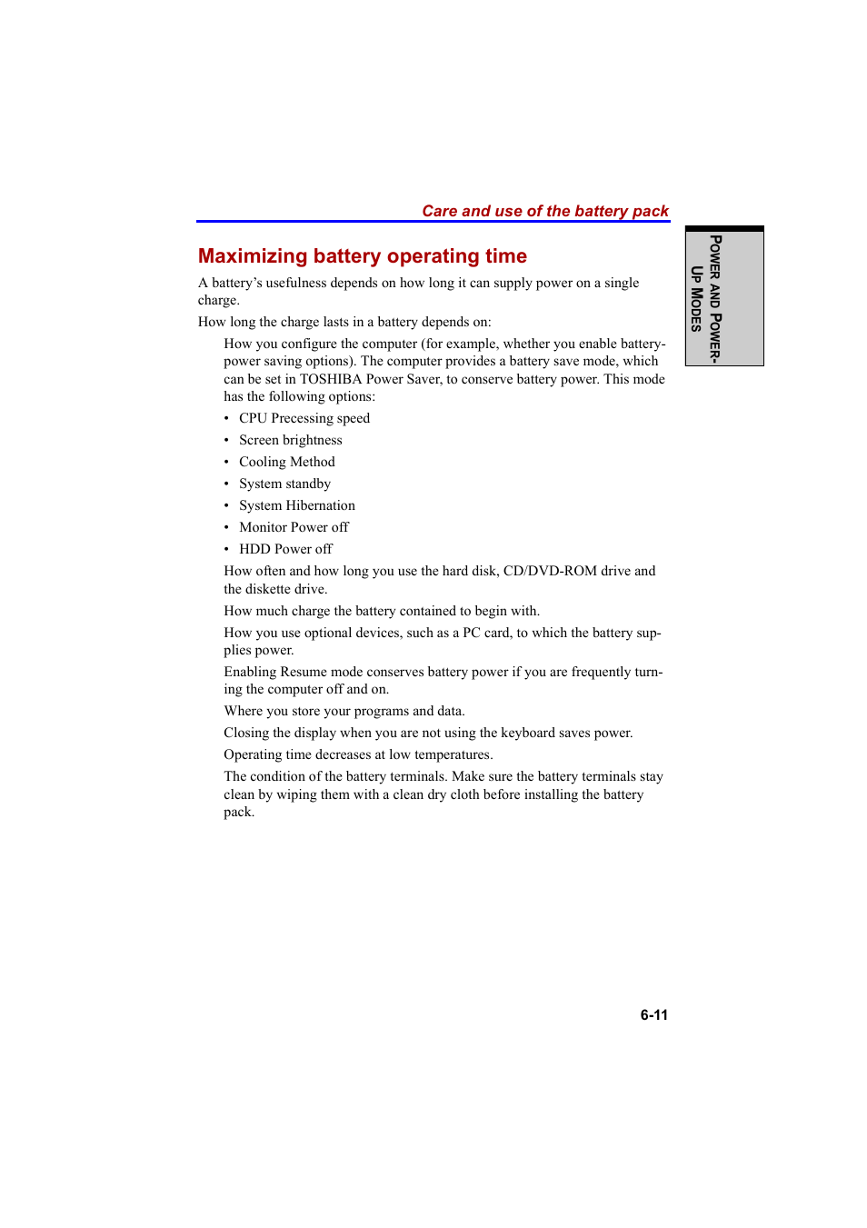 Maximizing battery operating time | Cool-Lux A100 User Manual | Page 135 / 248
