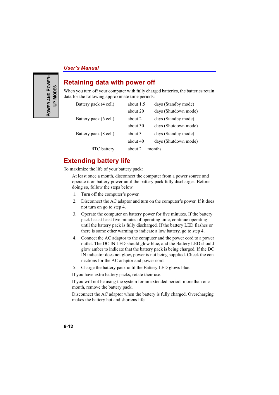 Retaining data with power off, Extending battery life | Cool-Lux A100 User Manual | Page 136 / 248