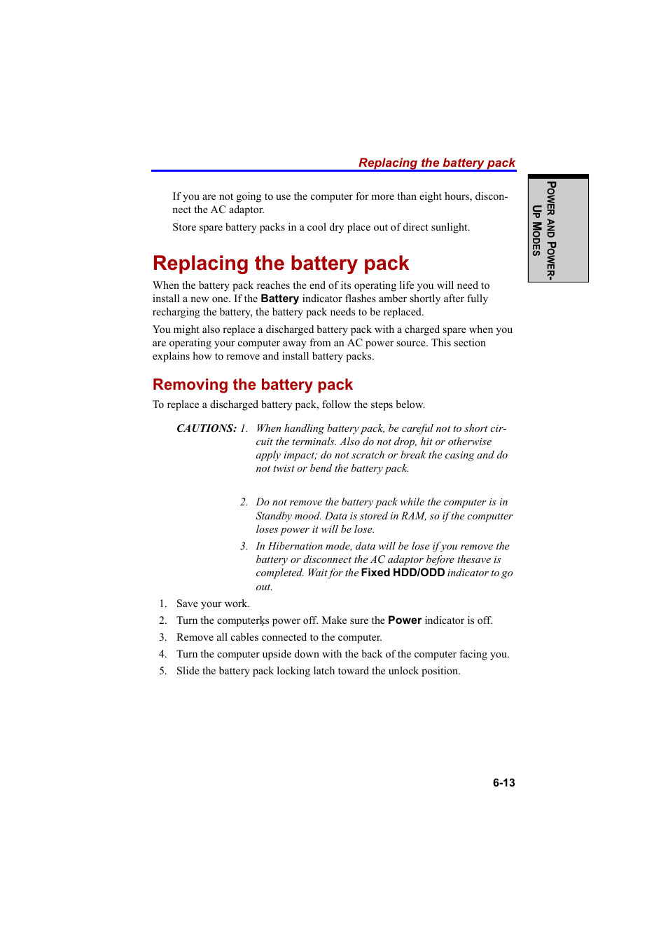 Replacing the battery pack, Removing the battery pack | Cool-Lux A100 User Manual | Page 137 / 248