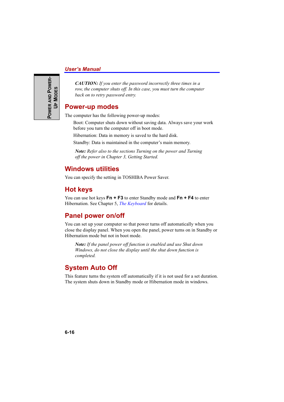 Power-up modes, Windows utilities, Hot keys | Panel power on/off, System auto off | Cool-Lux A100 User Manual | Page 140 / 248