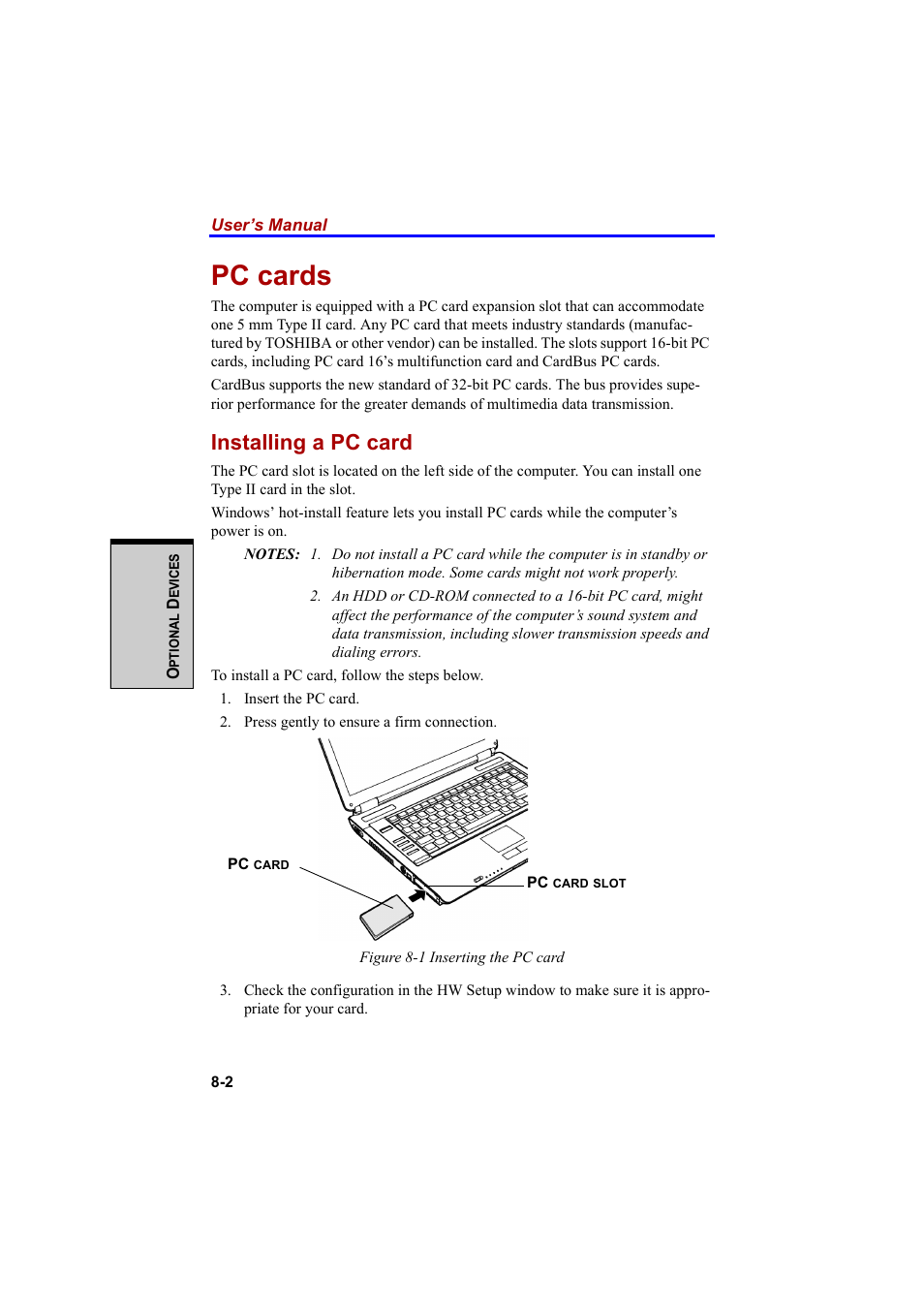 Pc cards, Installing a pc card | Cool-Lux A100 User Manual | Page 150 / 248