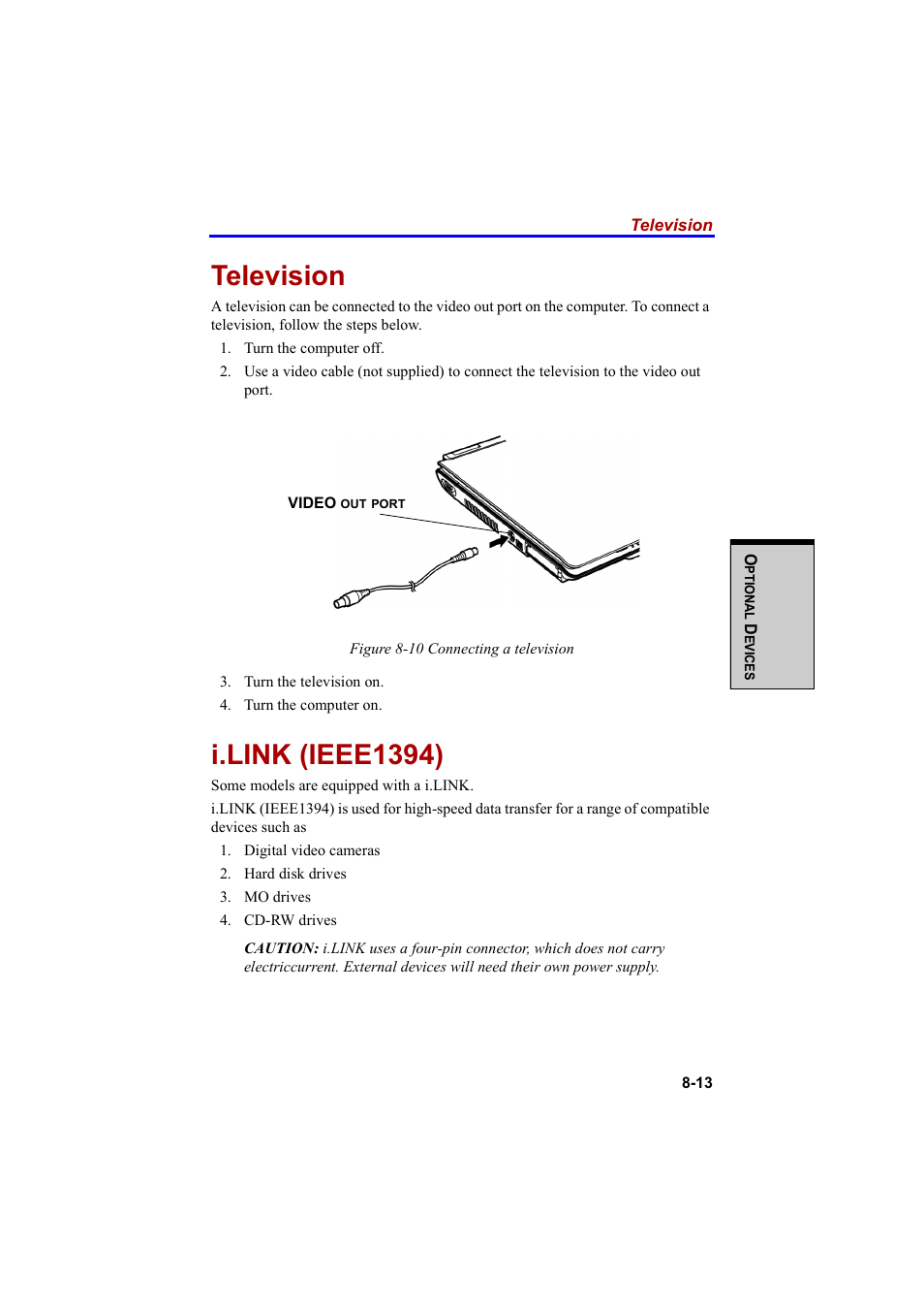 Television, I.link (ieee1394) | Cool-Lux A100 User Manual | Page 161 / 248