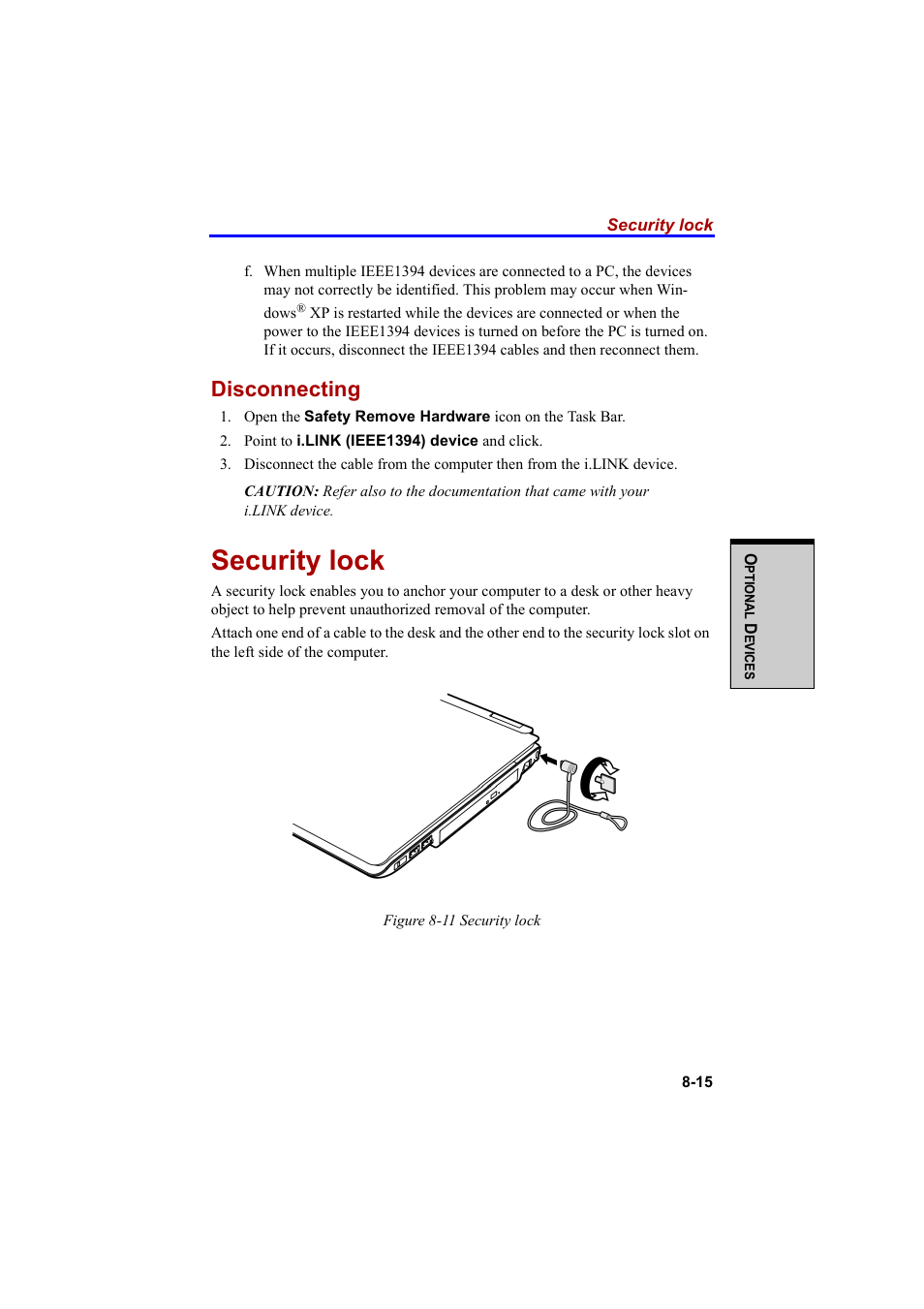 Security lock, Disconnecting | Cool-Lux A100 User Manual | Page 163 / 248