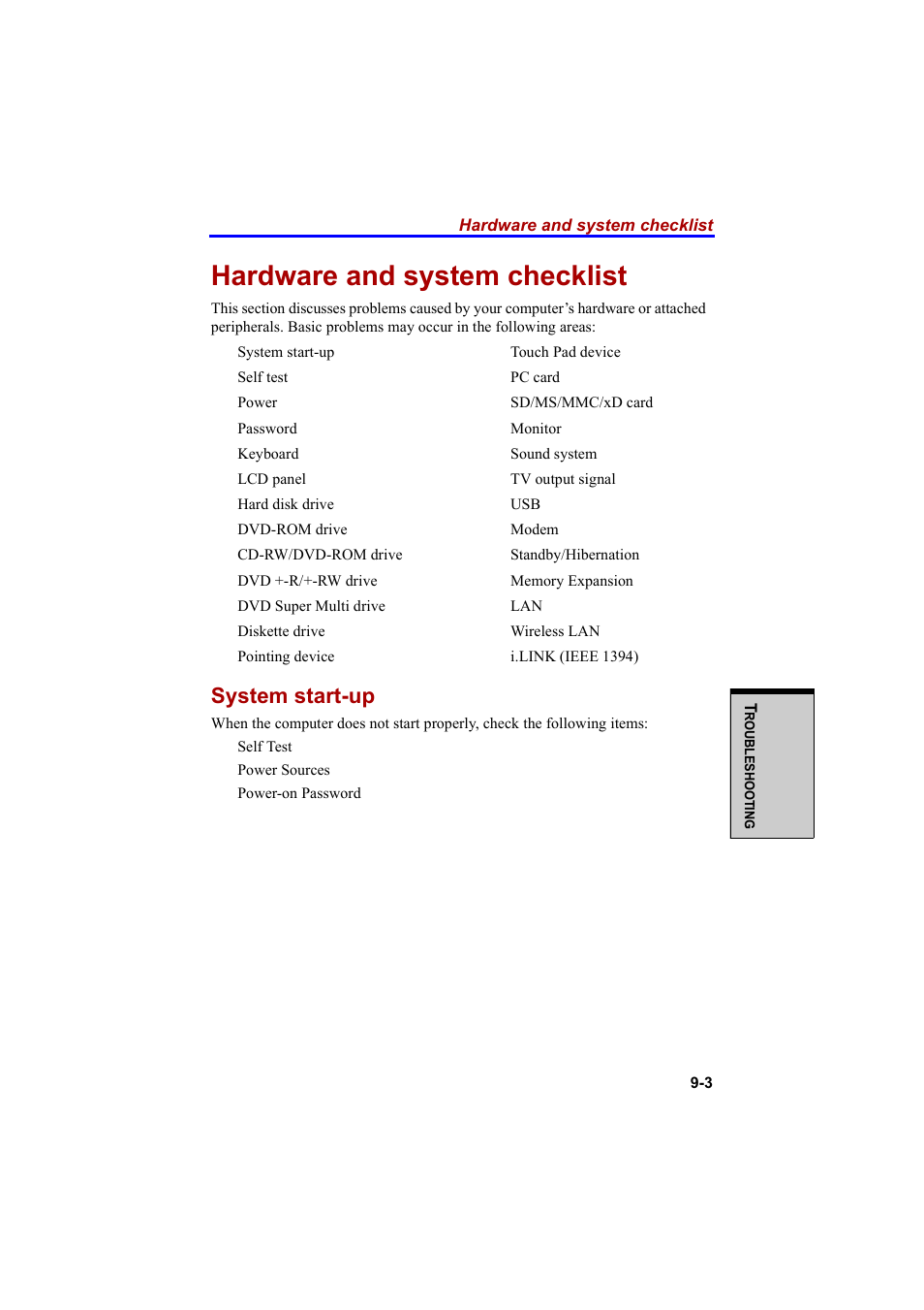 Hardware and system checklist, System start-up | Cool-Lux A100 User Manual | Page 167 / 248
