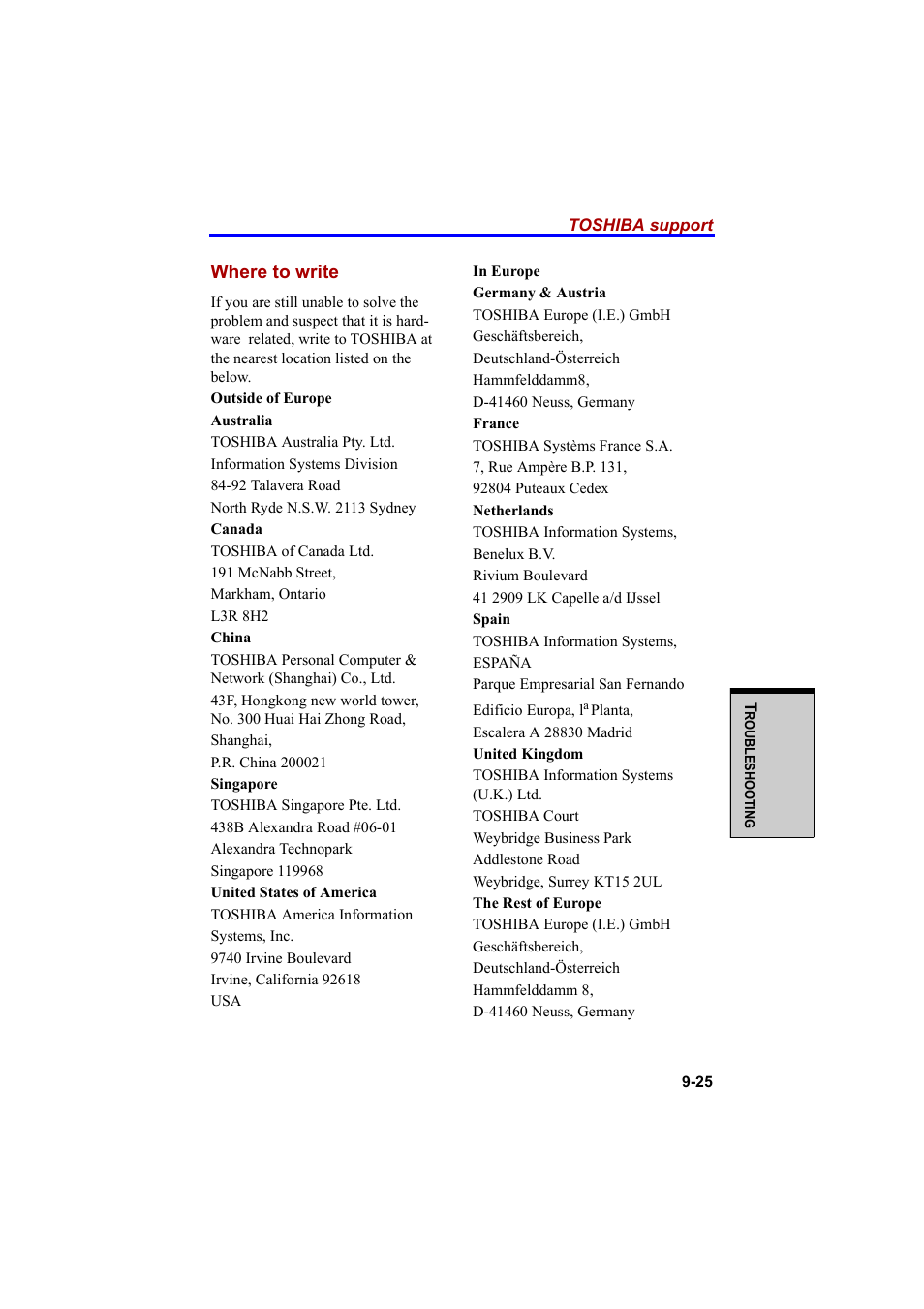Where to write | Cool-Lux A100 User Manual | Page 189 / 248