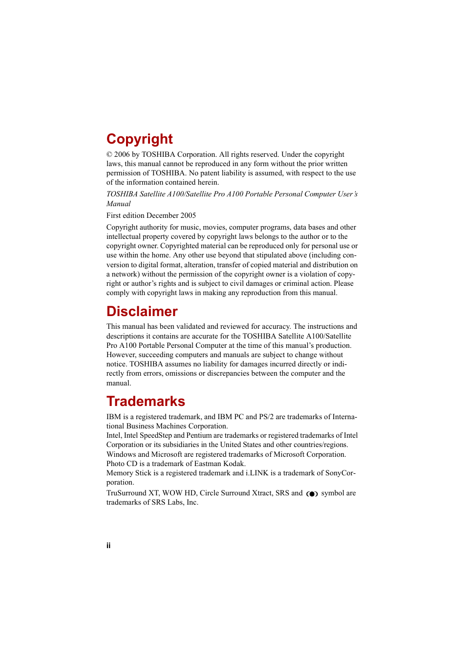 Copyright, Disclaimer, Trademarks | Cool-Lux A100 User Manual | Page 2 / 248