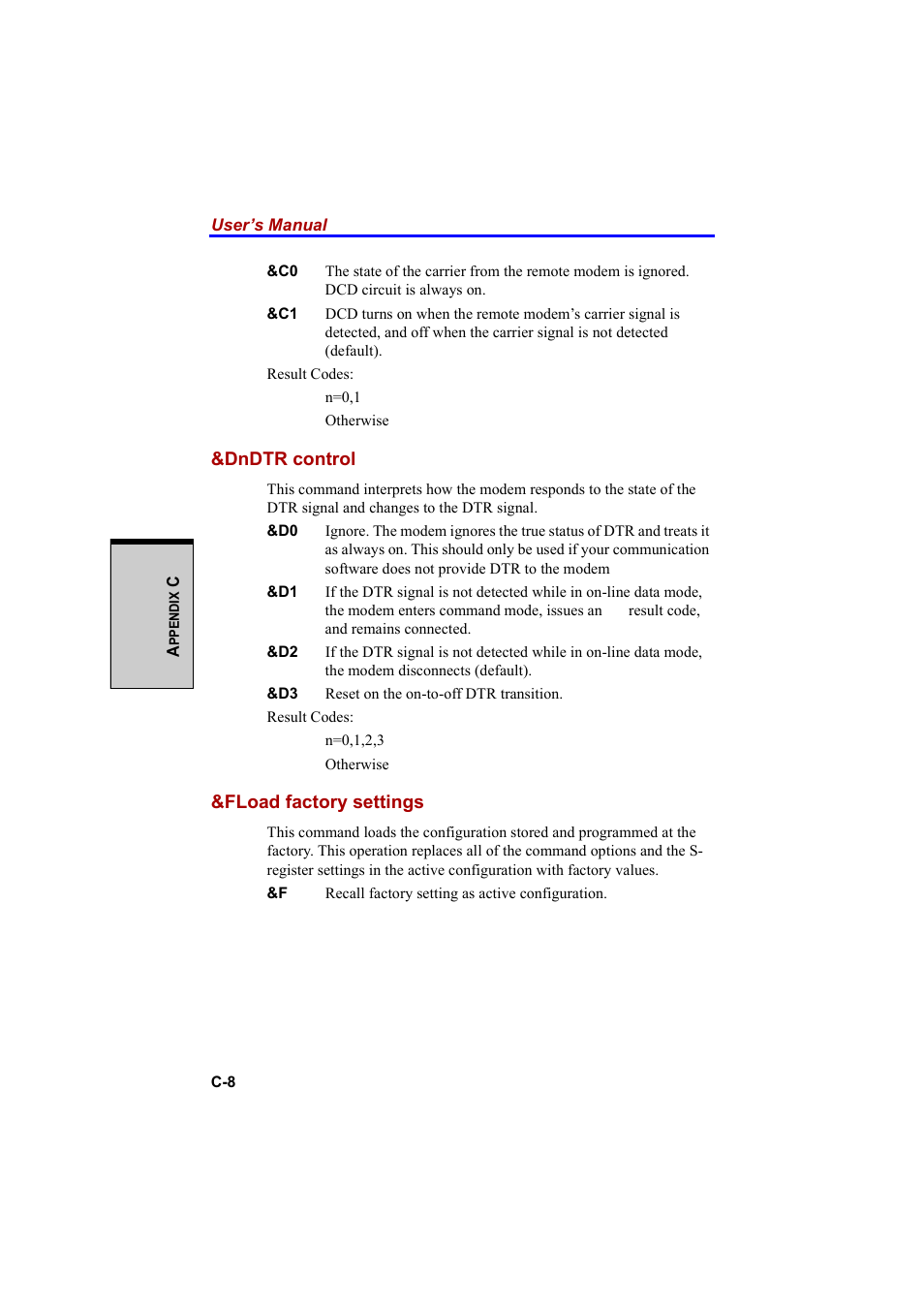 Dndtr control, Fload factory settings | Cool-Lux A100 User Manual | Page 204 / 248