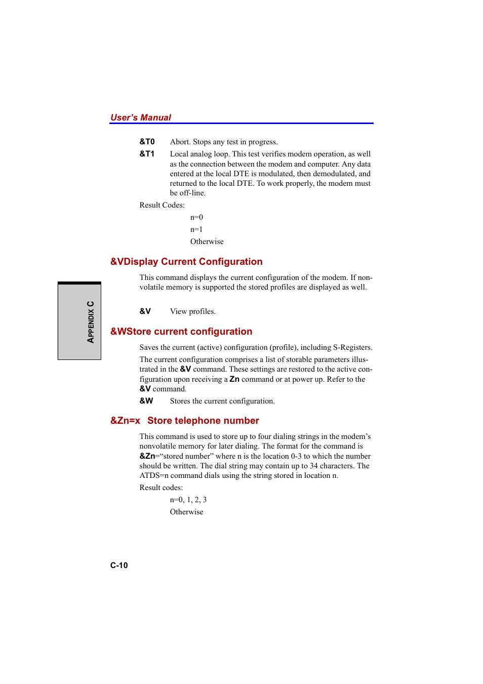 Vdisplay current configuration, Wstore current configuration, Zn=x store telephone number | Cool-Lux A100 User Manual | Page 206 / 248