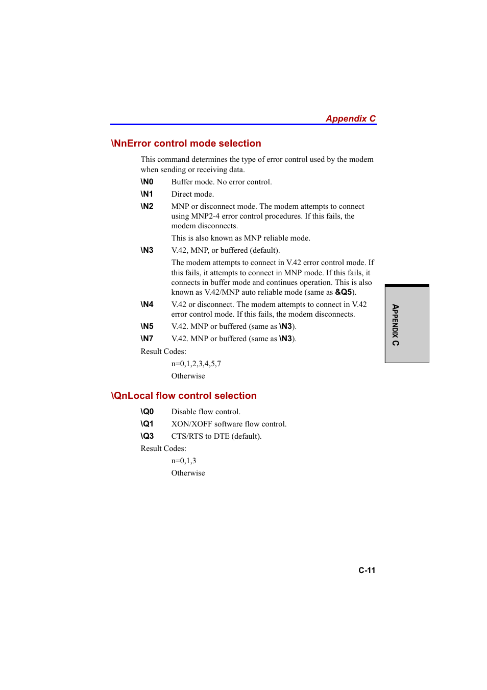 Nnerror control mode selection, Qnlocal flow control selection | Cool-Lux A100 User Manual | Page 207 / 248