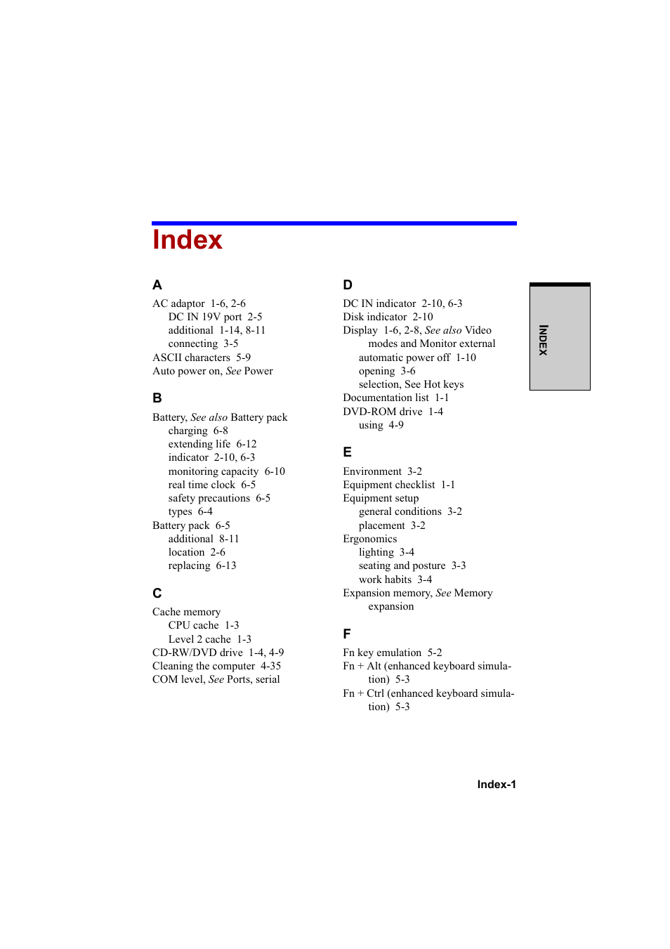 Index | Cool-Lux A100 User Manual | Page 245 / 248