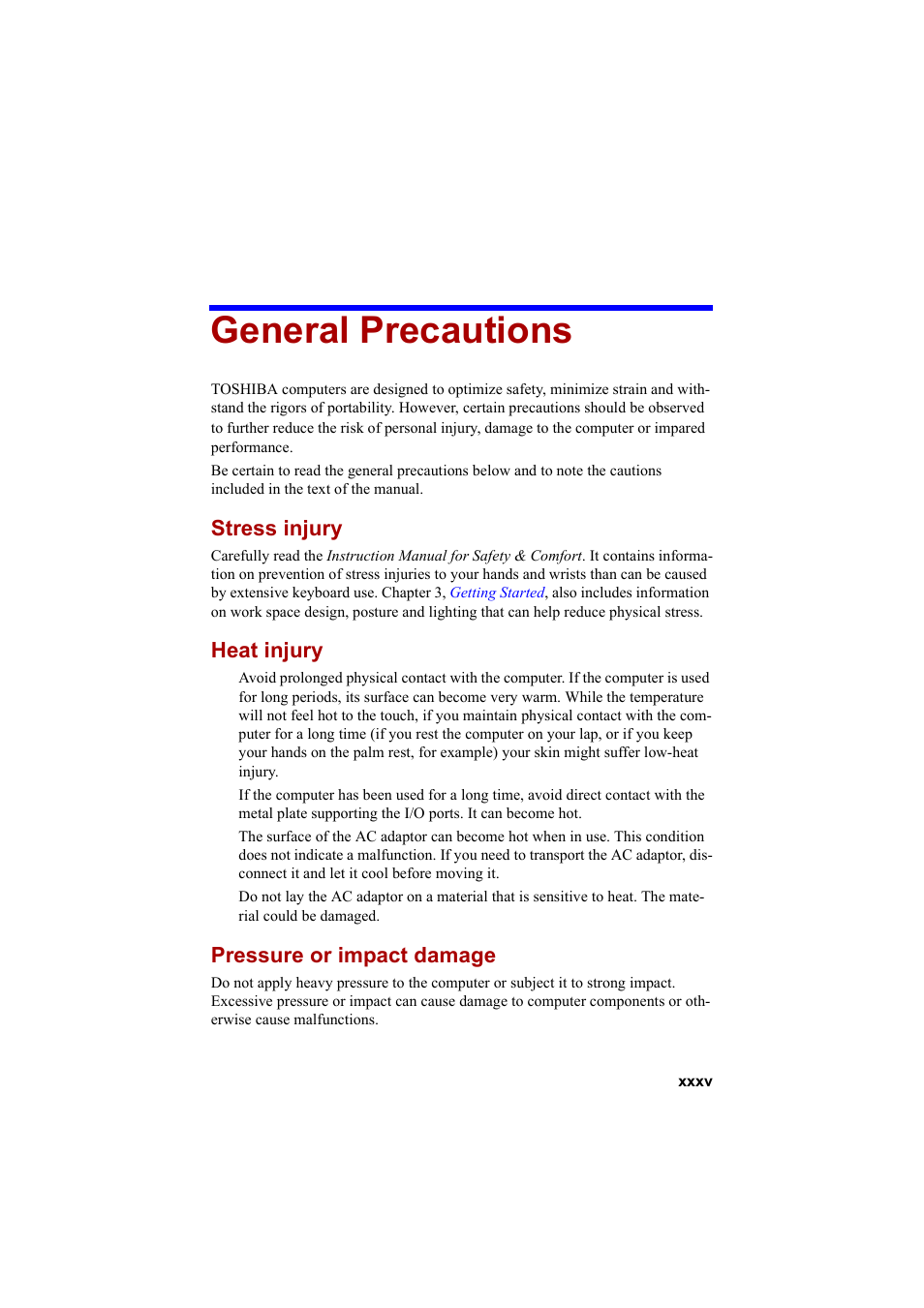 General precautions, Stress injury, Heat injury | Pressure or impact damage | Cool-Lux A100 User Manual | Page 35 / 248