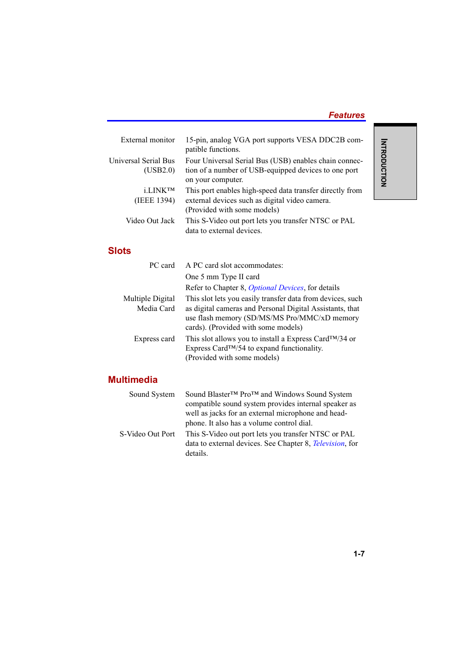 Slots multimedia | Cool-Lux A100 User Manual | Page 45 / 248