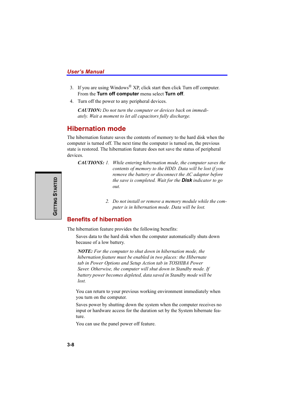 Hibernation mode, Benefits of hibernation | Cool-Lux A100 User Manual | Page 76 / 248