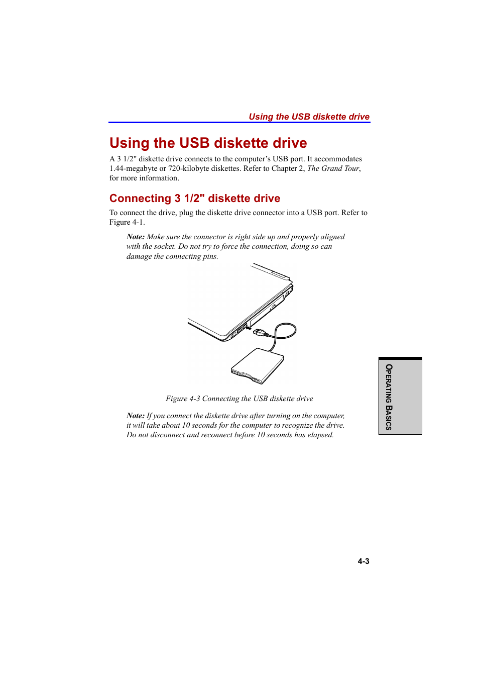 Using the usb diskette drive, Connecting 3 1/2" diskette drive | Cool-Lux A100 User Manual | Page 85 / 248
