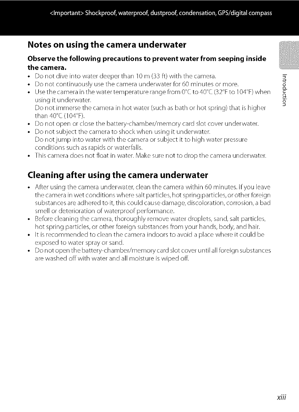 Notes on using the camera underwater, Cleaning after using the camera underwater | Nikon COOLPIX  AW100 User Manual | Page 15 / 75