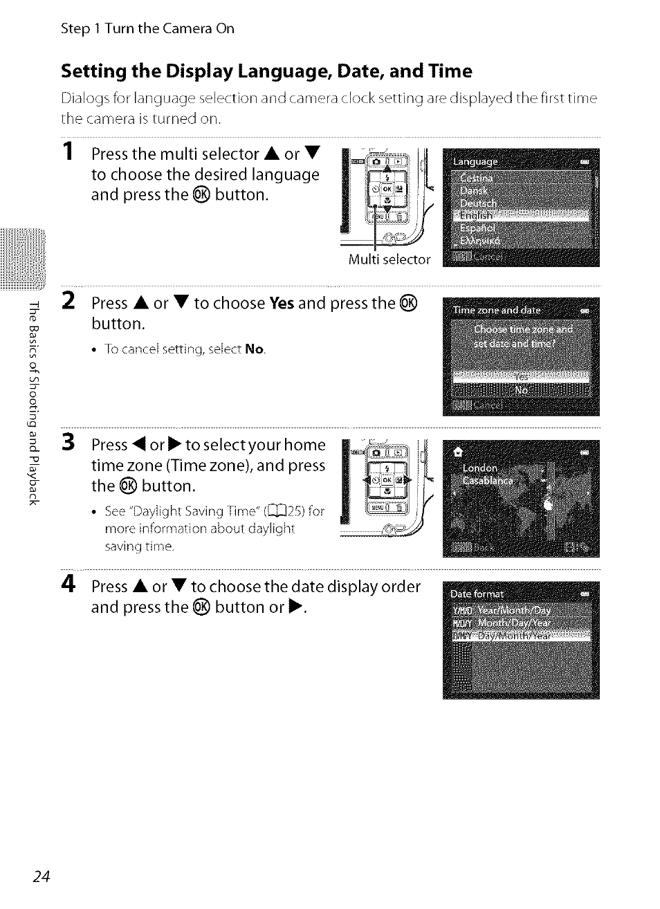 Setting the display language, date, and time | Nikon COOLPIX  AW100 User Manual | Page 48 / 75