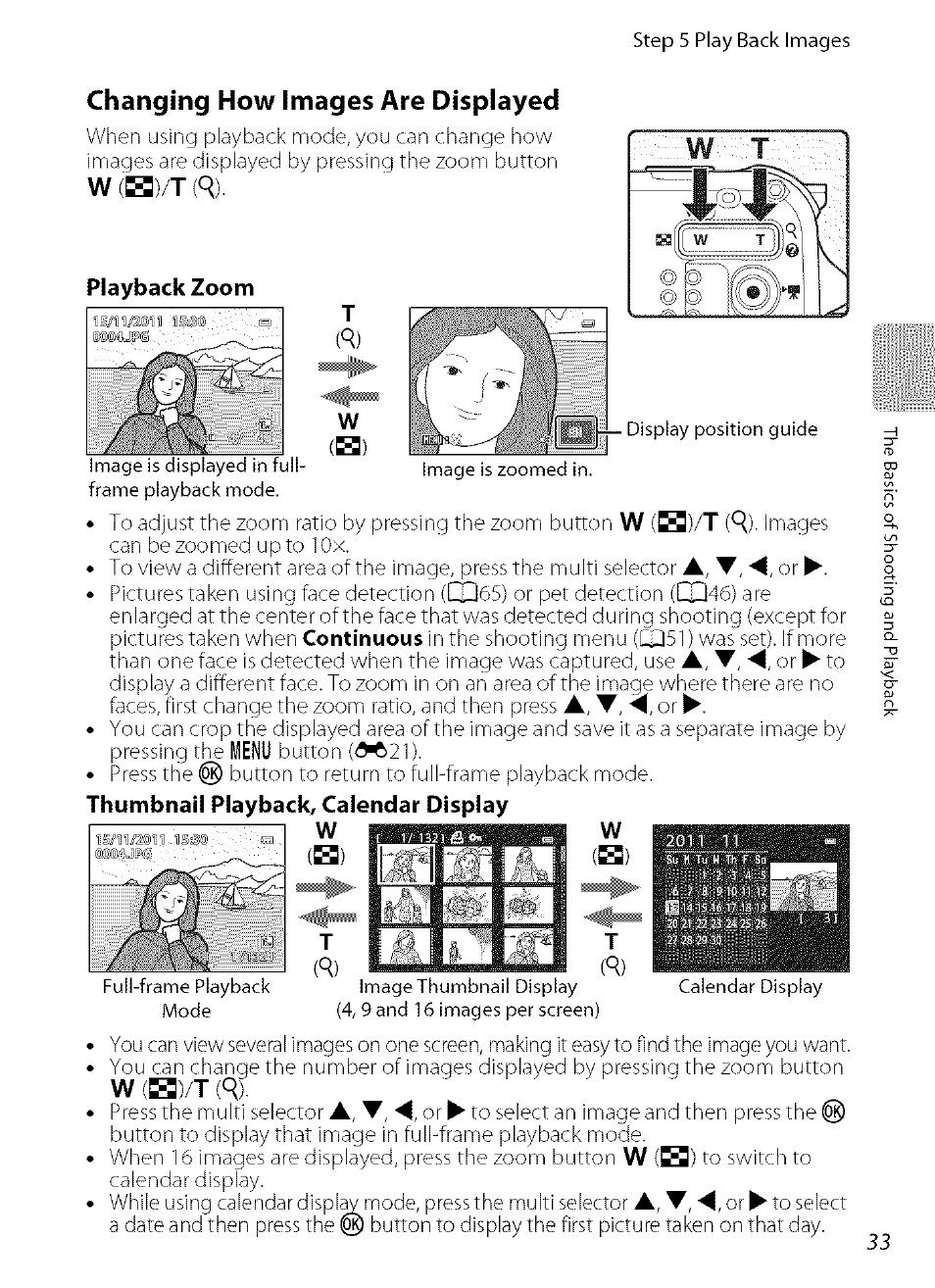 Changing how images are displayed, Thumbnail playback, calendar display w, Lenu | Xi21) | Nikon COOLPIX  AW100 User Manual | Page 57 / 75