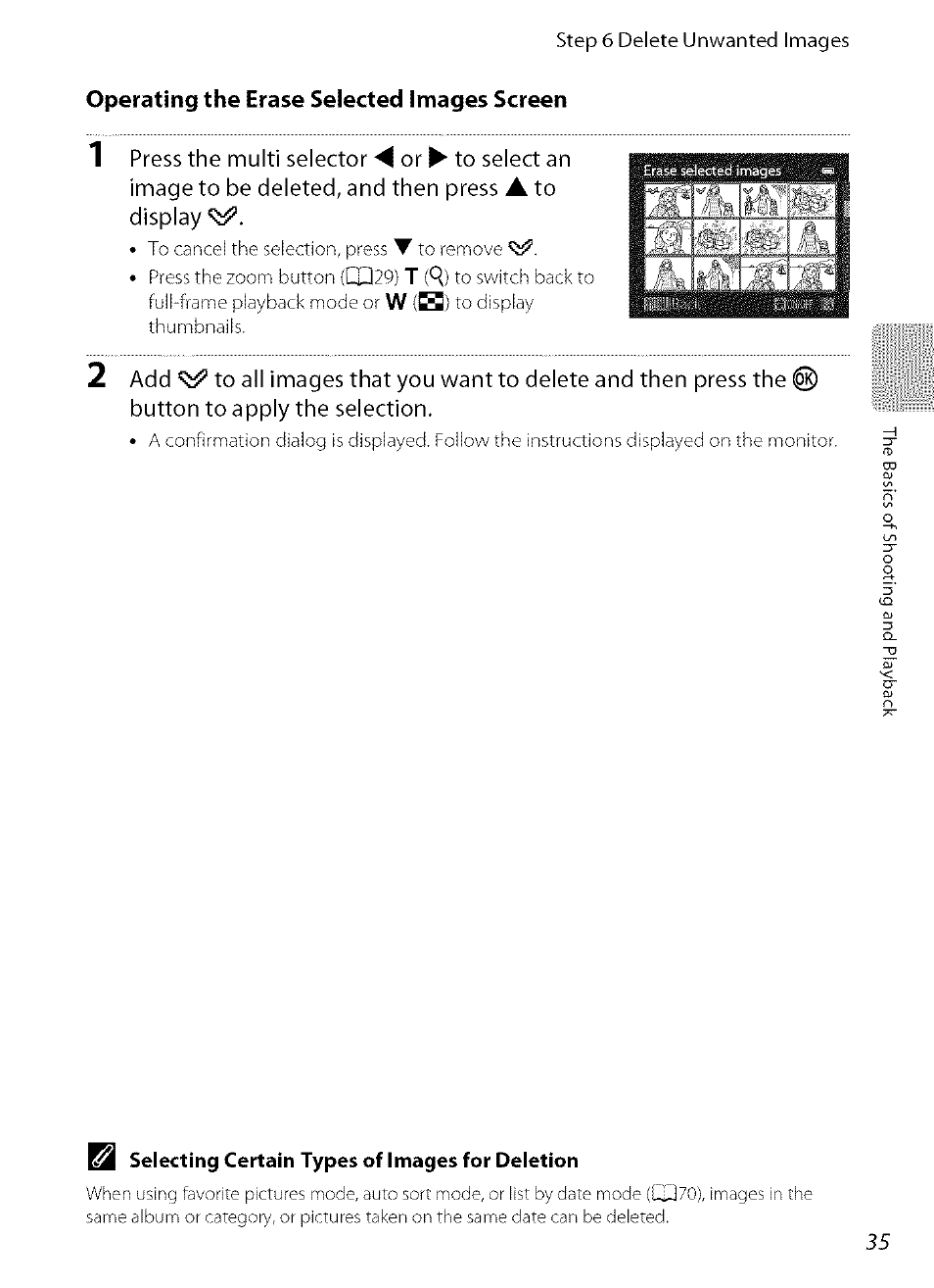 B selecting certain types of images for deletion, Selecting certain types of images for playback, 111 i til | Nikon COOLPIX  AW100 User Manual | Page 59 / 75