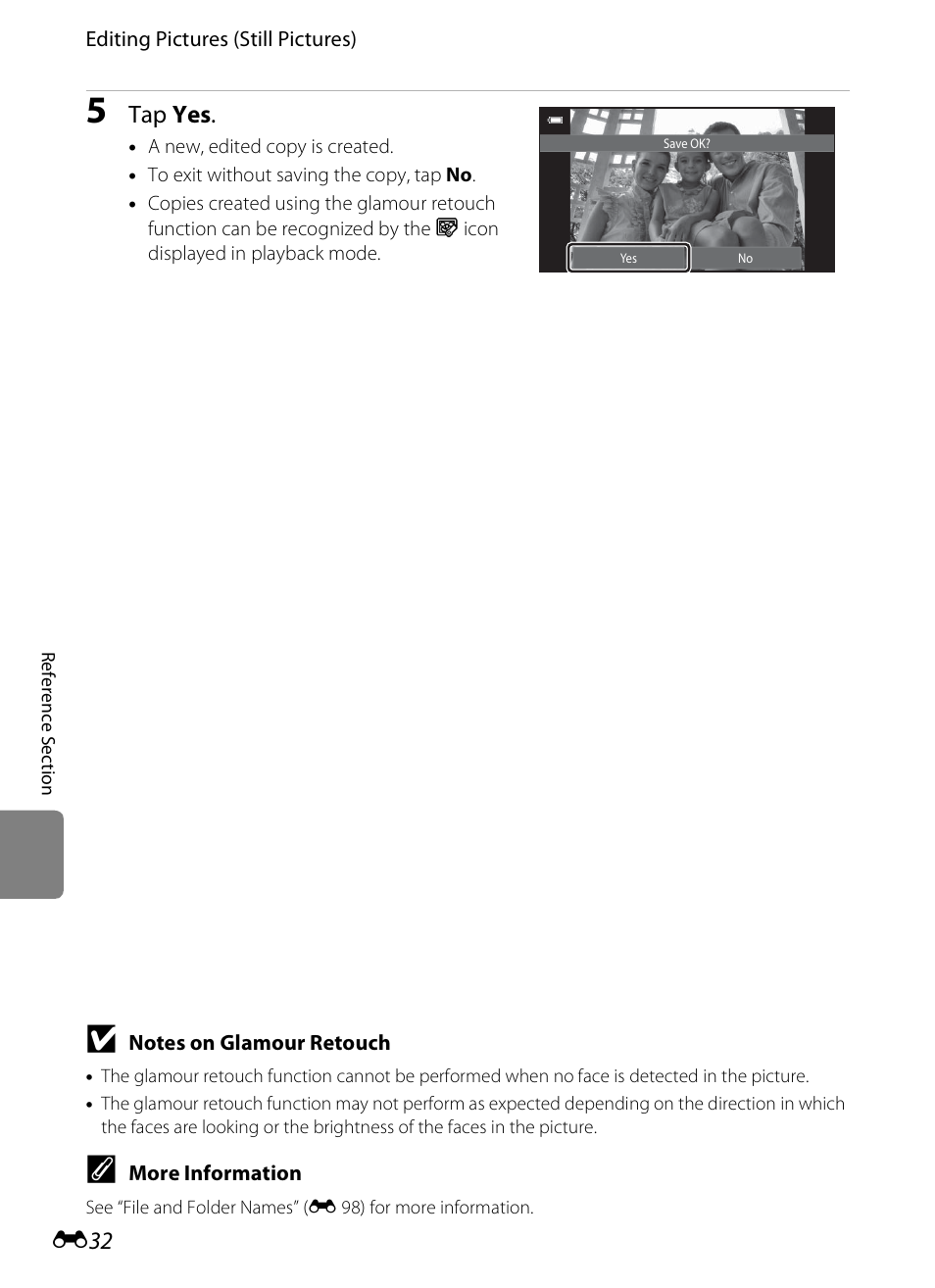 Tap yes | COOLPIX by Nikon S100 User Manual | Page 140 / 236