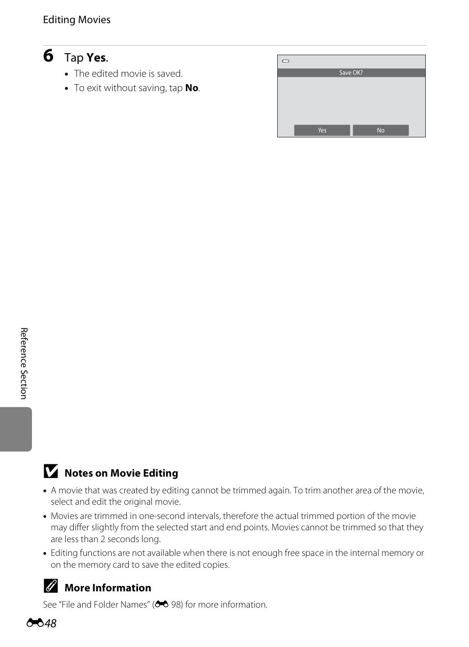 Tap yes | COOLPIX by Nikon S100 User Manual | Page 156 / 236