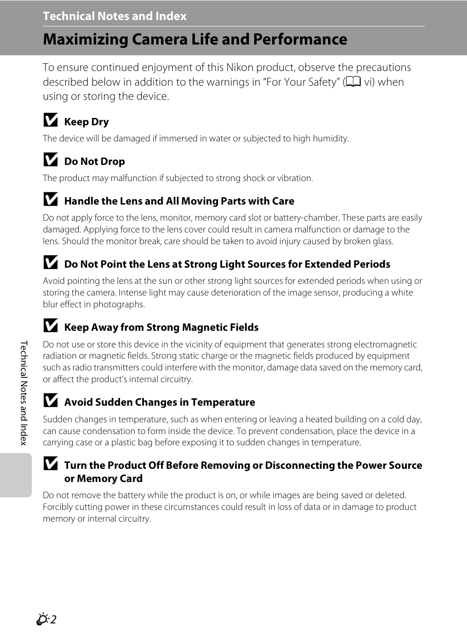 Maximizing camera life and performance | COOLPIX by Nikon S100 User Manual | Page 214 / 236