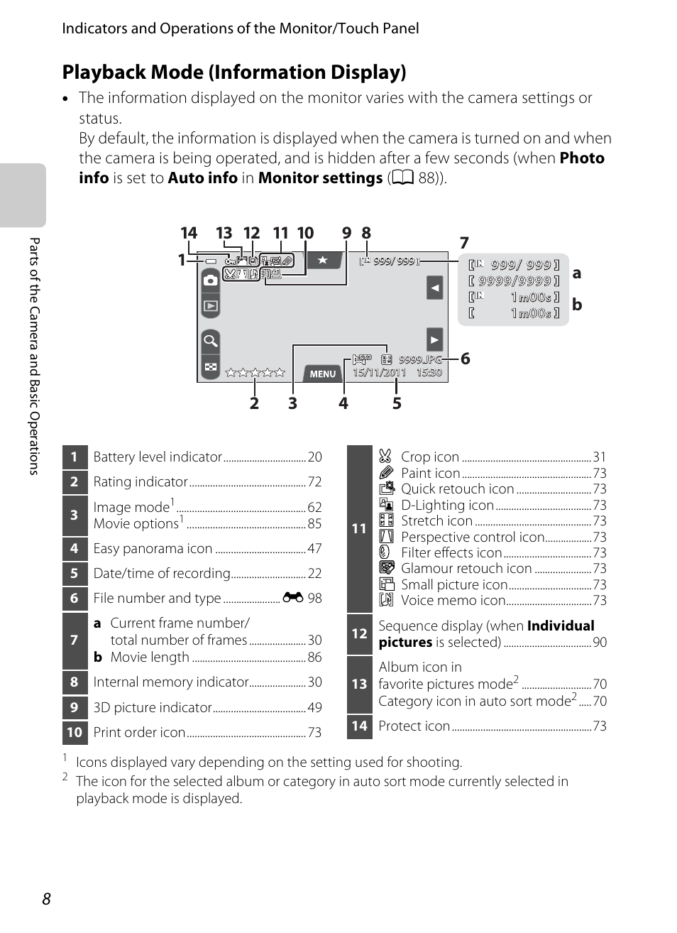 Playback mode (information display) | COOLPIX by Nikon S100 User Manual | Page 26 / 236