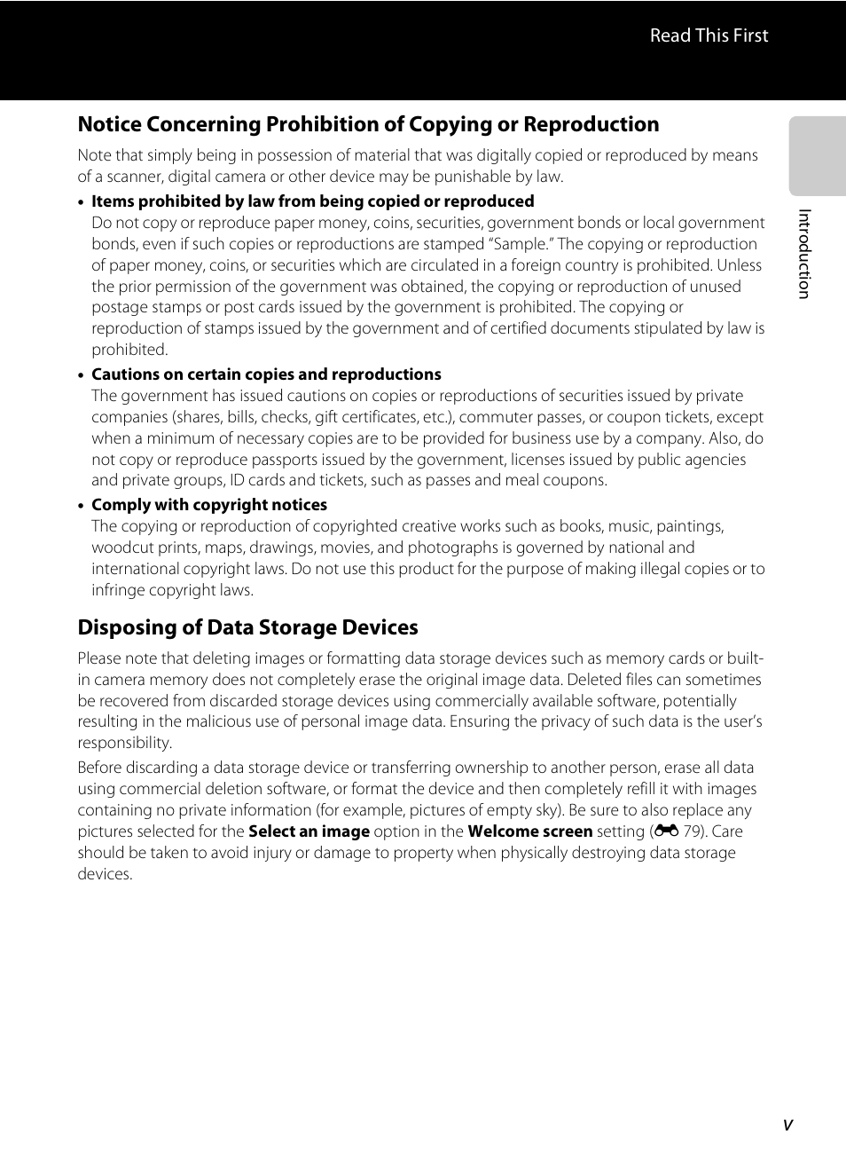 Disposing of data storage devices | COOLPIX by Nikon S100 User Manual | Page 7 / 236